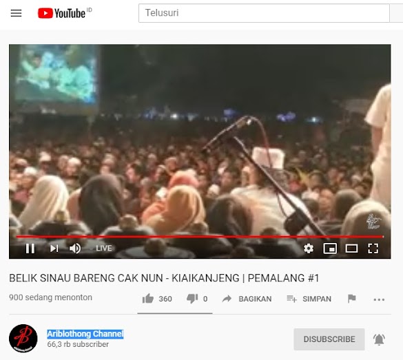 Channel Youtube Hampir tiap hari live Sinau Bareng Caknun
