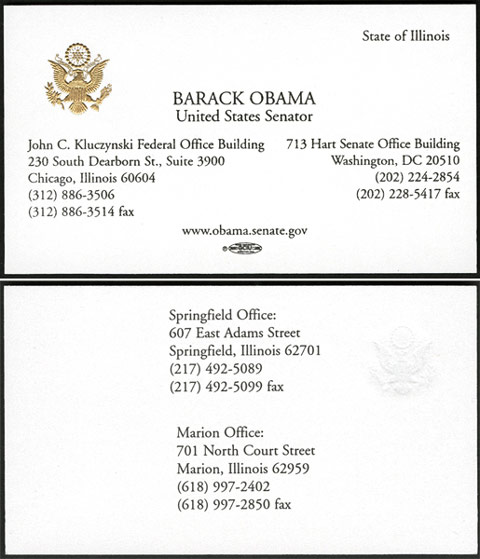 Famous Business Cards - Obama