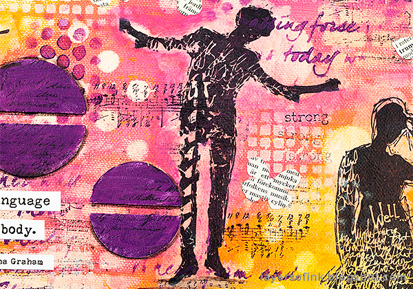 Layers of ink - Mixed Media Layers with Stencils and Stamps Canvas Tutorial by Anna-Karin Evaldsson, stamping on tissue paper technique.