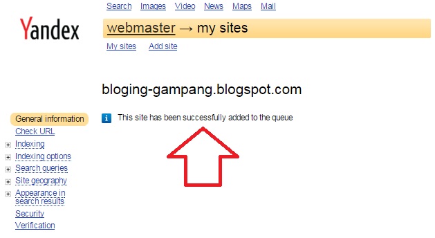 Cara Submit atau Mendaftar Blog di Yandex Webmaster Cara Submit atau Mendaftar Blog di Yandex Webmaster