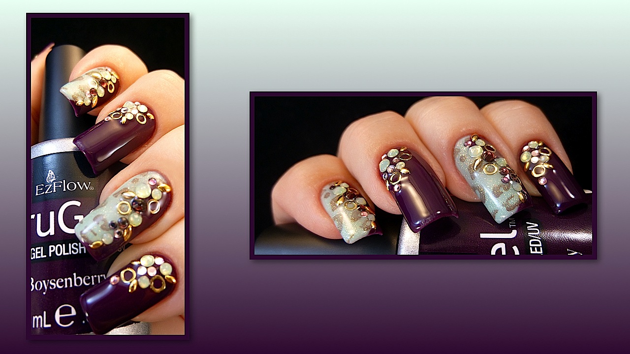 http://tenlittlecanvases.com/2013/12/26/weekly-mani-purple-and-green/
