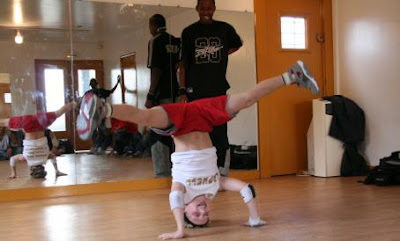 Planet B Boy Doing Head Stand,Head Spinning 