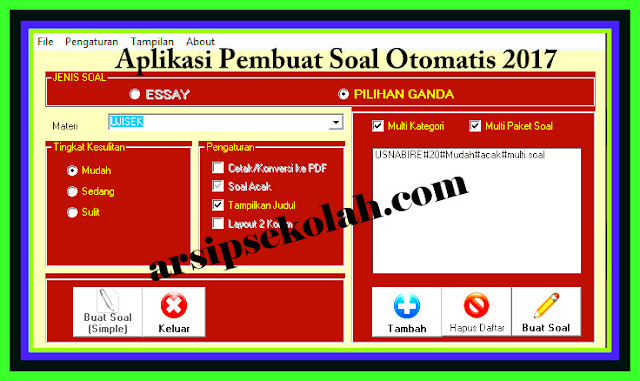 Download Aplikasi Pembuatan Soal Otomatis SD SMP SMA Terbaru Versi 2017/2018