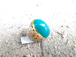 Batu Bacan Doko Majiko Jumbo BC035 Bluish Green Ikatan Perak Mewah