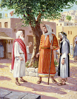 Saul and his servant visit prophet Samuel with a gift of one-fourth of a shekel