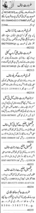 Computer Operator And Qari Required In Islamabad