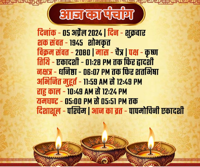 आज का पंचांग 5 April 2024