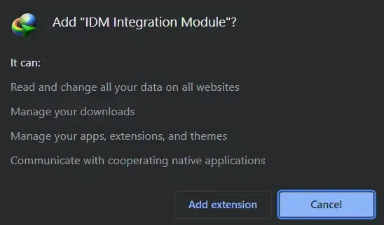 allow idm extension, click on Add extension button