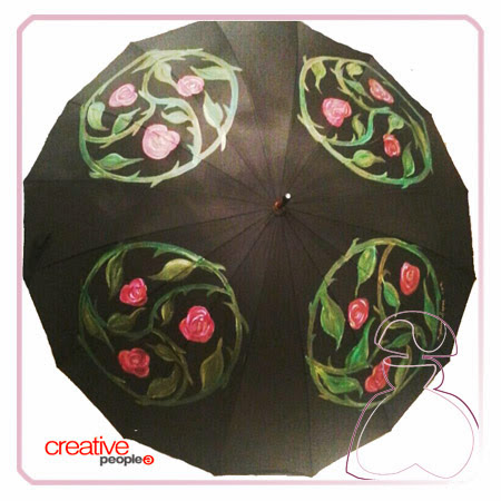 Paraguas pintado a mano por Sylvia Lopez Morant, modelo Triskel