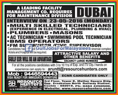 Maintenance company jobs for Dubai