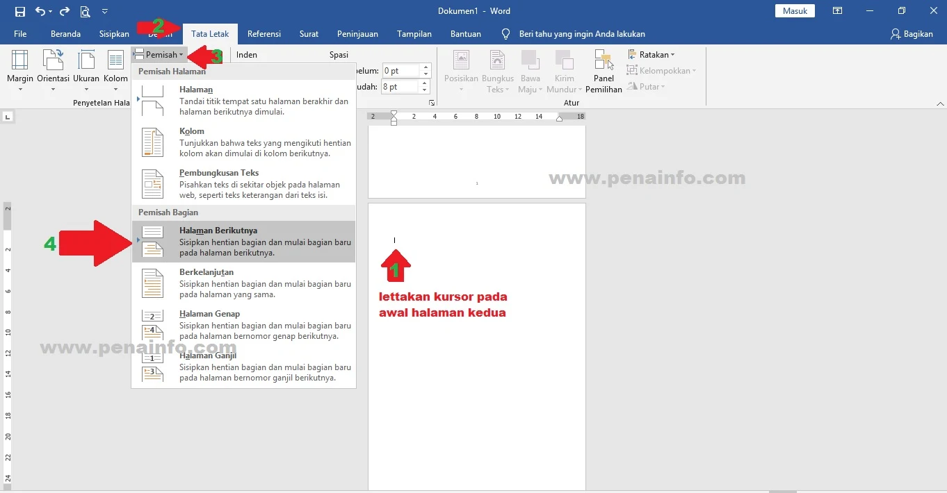 Cara Membuat Nomor Halaman Berbeda Pada Microsoft Word 5