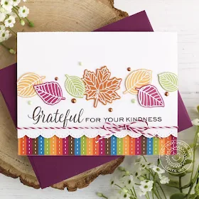 Sunny Studio Stamps: Elegant Leaves Stitched Scallop Dies Autumn Themed Grateful Card by Leanne West