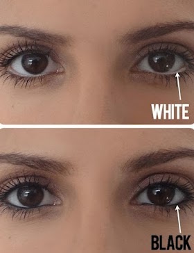 Instead of lining your water line with dark eyeliner, use a white pencil to create the illusion of a bigger eye.