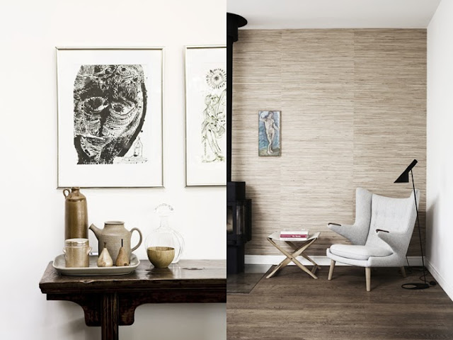 Simple, clean and modern hallway and sitting room in a Danish home