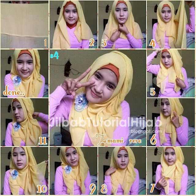 tutorial hijab segi empat untuk wajah bulat sederhana terbaru