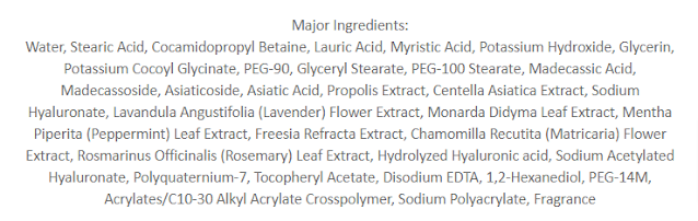 VT Cosmetics Cica Mild Foam Cleanser Ingredients