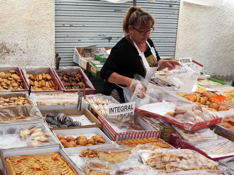 Cake and pastry stall at San Miguel de Salinas market
