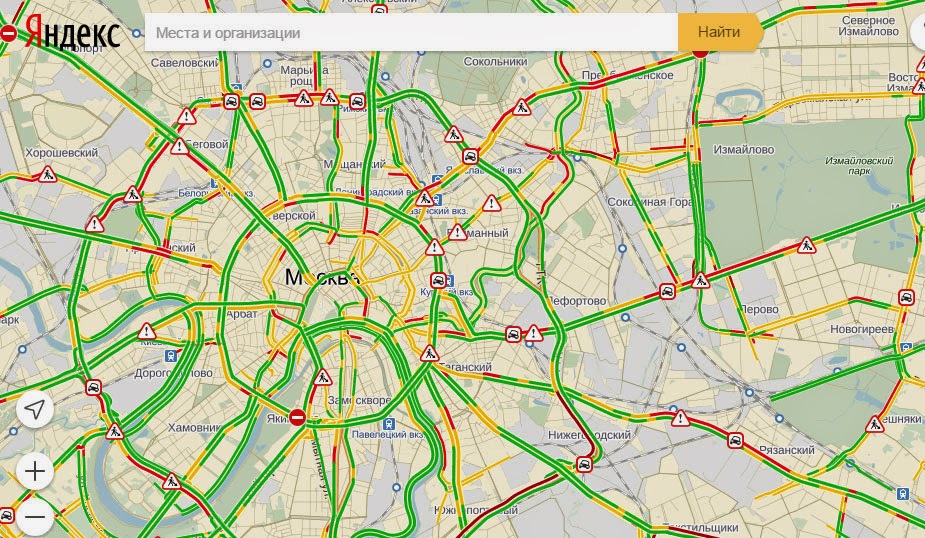 yandex probki app traffic jams in moscow