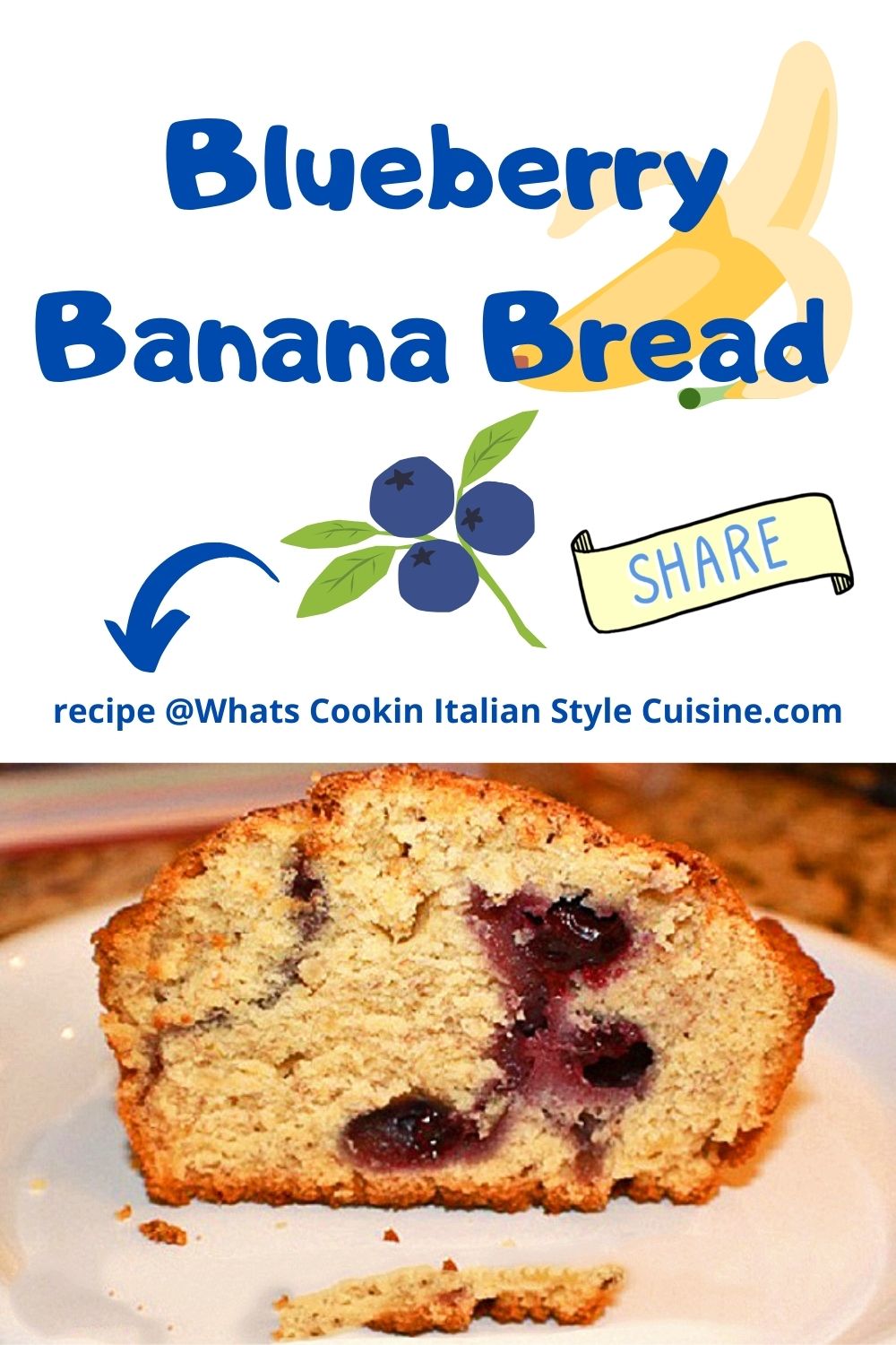 pin for later Blueberry Banana Bread Recipe