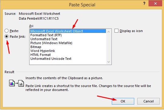 Memindahkan Tabel Excel ke Word Menggunakan Paste Special