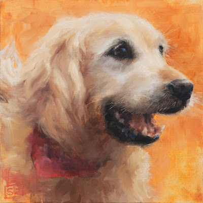 Golden retriever painting, oil on canvas, ©Shannon Reynolds 2016