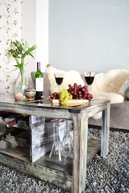 coffee table with wine storage