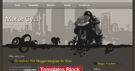 Motor Cycle Black Vector Blogger Template