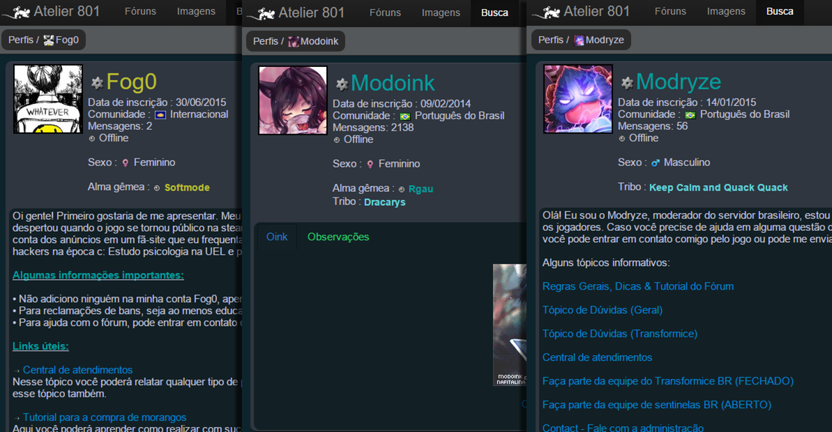 1 moderador novo e 2 saindo