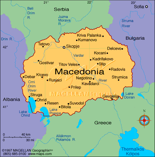 Makedonien Kort Makedonien   Geografiske Kort over Makedonien   Dansk Encyklopædi Makedonien Kort