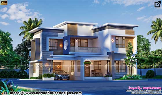 Flat roof style 1953 square feet 5 bedroom house