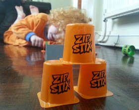 Zip Stix Stunt Pack Review 4 year old knocking over cones