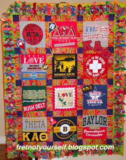 T-shirt quilt for Baylor University Theta sorority