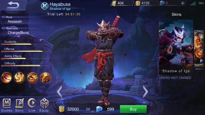 Guide Build Gear, Tutorial, Cara Bermain Hayabusa Tersakit, Terkuat,Terbaik di Mobile Legends