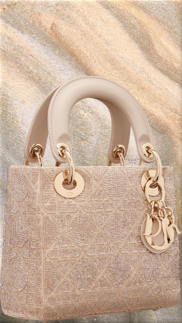 ♦Mini Lady Dior bag in caramel beige cannage cotton embroidered with micropearls #dior #ladydior #bags #beige #brilliantluxury
