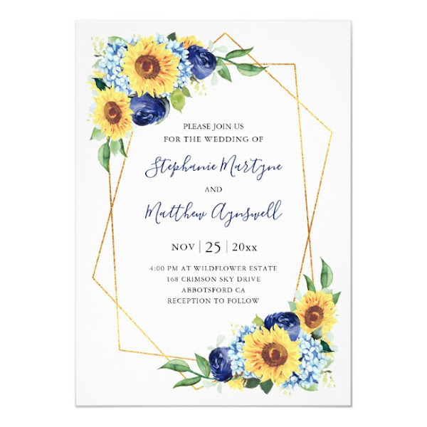 Sunflower Wedding Invitation Templates
