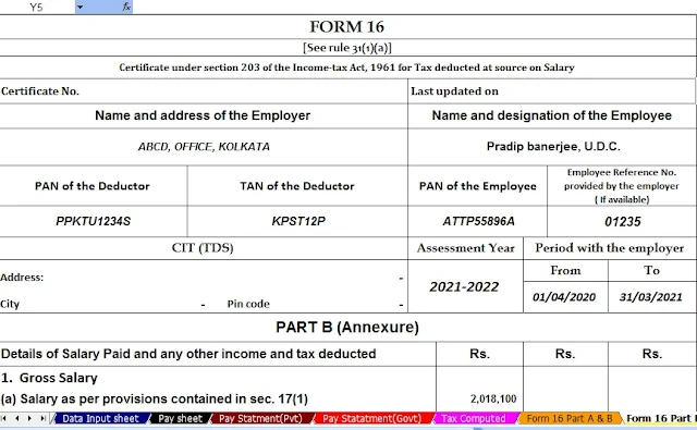Income Tax form 16 Part B