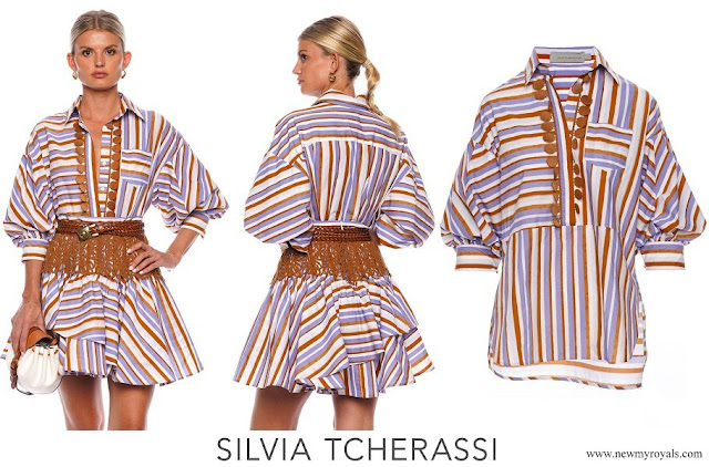 Queen Rania wore SILVIA TCHERASSI Manrola Striped Cotton Poplin Shirt
