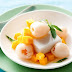 Coconut Pudding with Lychee and Mango