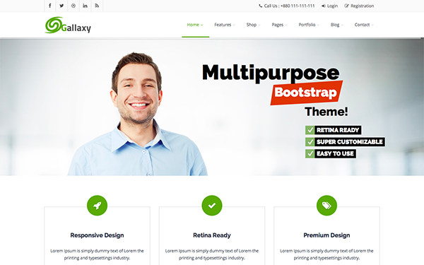 Download GALLAXY - Responsive Multipurpose Bootstrap Theme v1.1