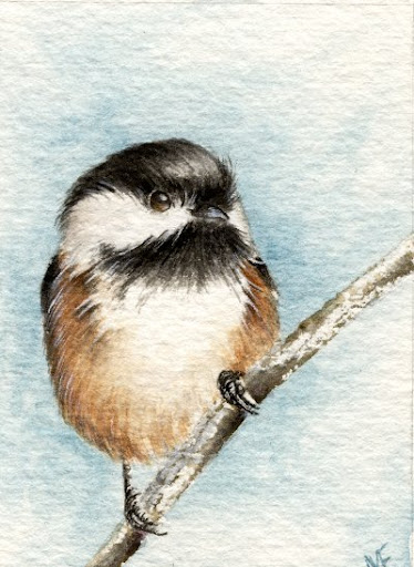 watercolour chickadee painting