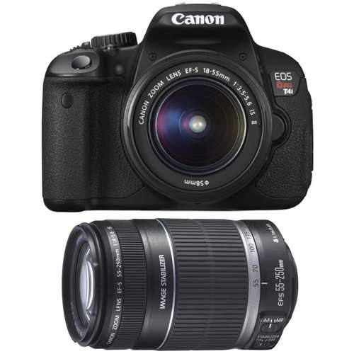 Canon EOS Rebel T4i Digital SLR Camera Body & EF-S 18-55mm IS II Lens with EF-S 55-250mm f/4.0-5.6 IS II Zoom Lens