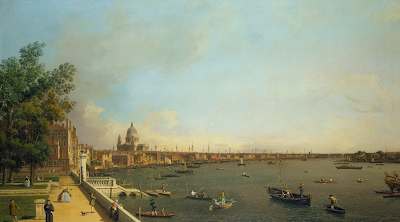 The Thames from Somerset House Terrace towards the City (1750-1751) painting Canaletto