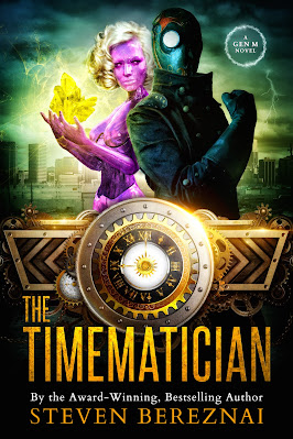 book cover of young adult superhero novel The Timematician by Steven Bereznai