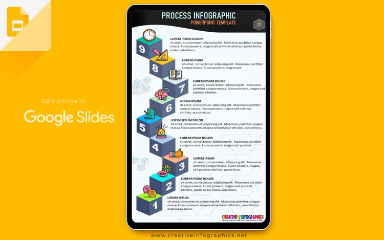 Process infographic template with squares