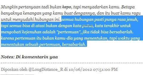 Kata-kata Mutiara,motivasi dll: LDR : Long distance 