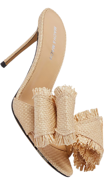 ♦Mach & Mach Le Cadeau bow-detail raffia mules #brilliantluxury