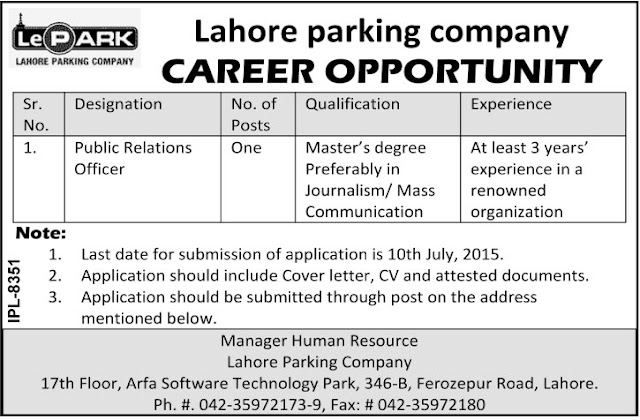 LePark Lahore Parking Company Jobs