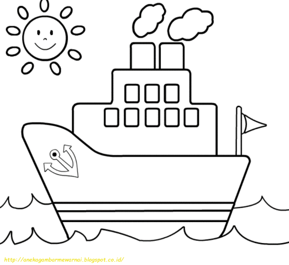 20 Gambar  Mewarnai  Kapal  Laut Untuk Anak  PAUD dan TK