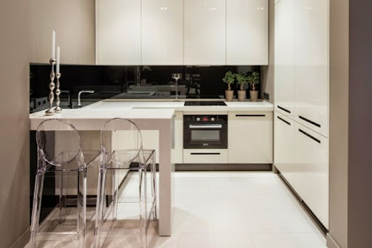 White Small Kitchen Floor Tiles Design