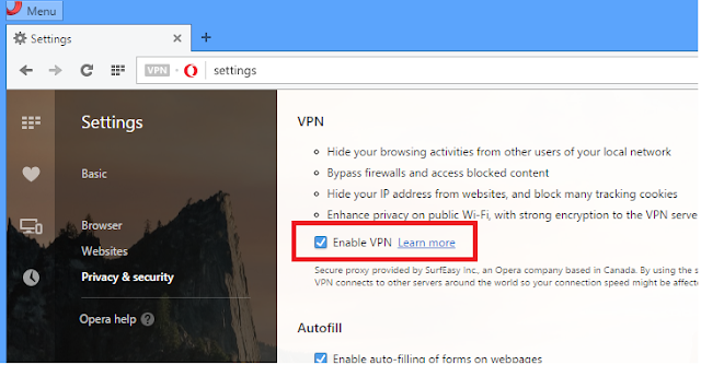 Free & Unlimited VPN Services By Opera Browser